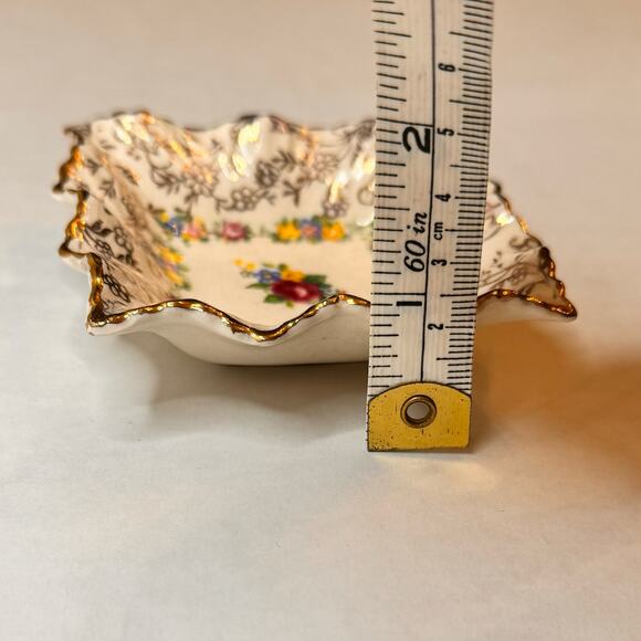 VTG James Kent LTD Longton 3015 England Ruffle Edge Trinket Floral Roses Dish - Picture 7 of 8